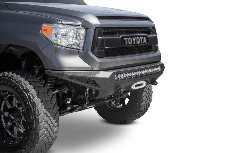 Toyota Tundra Bumper - Front - Addictive Desert Designs - Stealth Fighter w/ Winch Mount & Sensors - Hammer Black, Satin Black - `14-`27